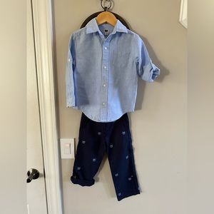 Janie and Jack - THE LINEN-COTTON SHIRT paired with the ROLL-CUFF CRAB PANT